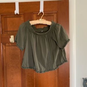 Army Green Off-the-Shoulder Top